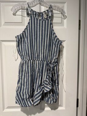 NWT Speechless Blue and White Striped Halter Romper
